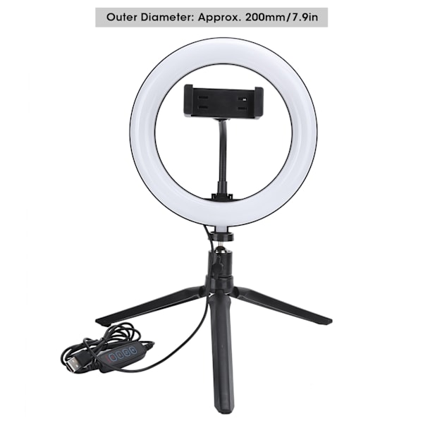 UN‑205 3‑farget ringlys LED stativstativ fylllampe 20cm for skjønnhetsfotografering Live