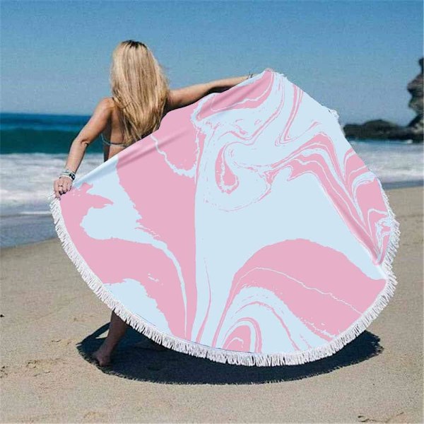 Stor rund anti-sand mikrofiber strandhåndklæde, super let strandmåtte, bage yogamåtte, picnicture 150cm, abstrakt strand