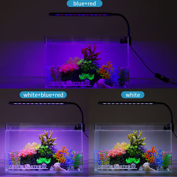 Akvariumbelysning, Elegant Tunn Design För Nanoakvarier Upp Till 40 L, LED-kontroll Clip-on Lampa Med 18 Vita Och 6 RGB Leds För Ljust Skimmer