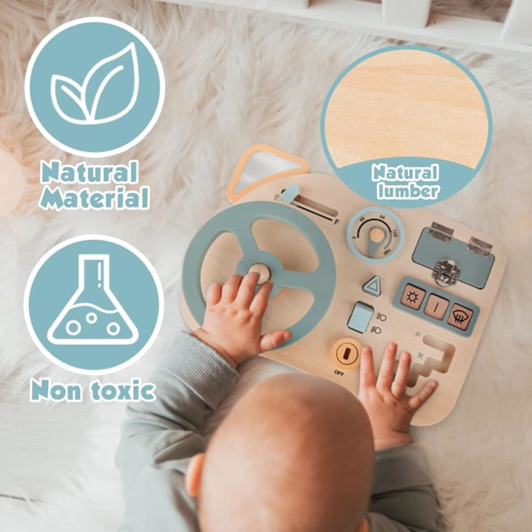 Montessori Aktivitetsbräda för Utveckling av Finmotorik, Pedagogiska Reseleksaker för Småbarn med Sensoriska Aktivitetsbrädeaktiviteter, Problemlösning på