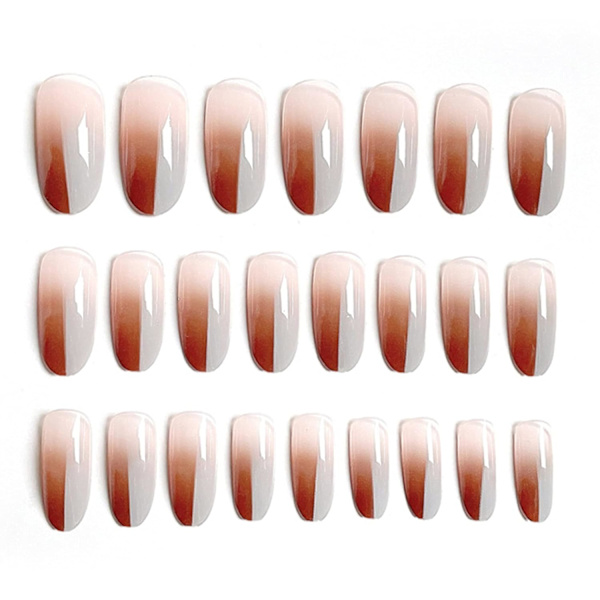 Franska kisttryck på naglar för kvinnor Glansigt omslag Falska naglar Ballerina nagelkonst DIY Akryl falska nagelspetsar Stick on naglar 24 st