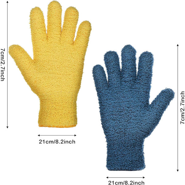 2 par Microfiber Auto Damting Rengöringshandskar Tvättbara rengöringsvantar för kök Husstädning Bilar Lastbilar Speglar Lampor Persienner Damming