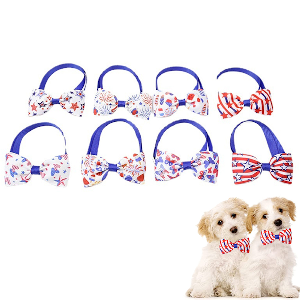 Pet Pride Collection, Patriotiskt Hundhalsband med Avtagbar Fluga, Justerbar Längd för Alla Tillfällen, Tillverkat av Robust Polyester, Perfekt för