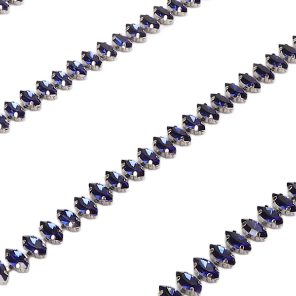 Strass Klo Kedja Glänsande Klippbar Strass Pärlkedja Trim för DIY Hantverk Kläder Dekoration Sömnad 1 Yard Royalblå