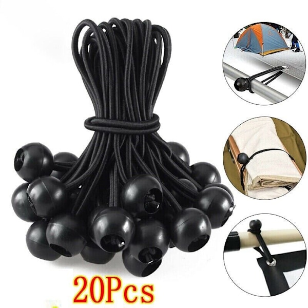 Kraftiga Ball Bungee-snören för Camping, Utdragbar Design Elastiska Rep med Kuländar för Säker Fästning, Portabel och Lättviktig Presenningsfäste