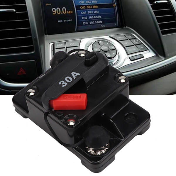 12V 30A/40A/60A Bil Stereo Audio Nulstillelig Inline Afbryder Selv gendannelse Sikring (30A)