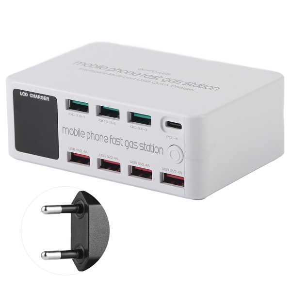 8-i-1 multifunktionell USB-laddningsstation smart uttagsfäste 100W maximalt 100-240V