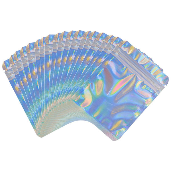 HRX Pakke Holografiske Ziplock-poser, 14x20cm Forseglelige Mylar Slikposer Folieposer til Voks Smelte Emballage Fødevareprøveposer (Pakke med 50)
