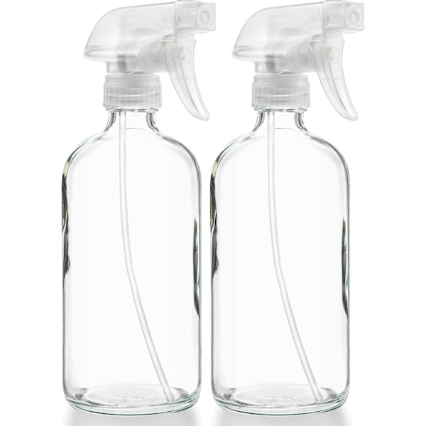 Återanvändbar Behållare Tom Glas Sprayflaska, Fin Dimspruta Eller Hållbara Avtryckarsprutor, Giftfri Användning, Läckagesäkra Packningar, Multifunktionell, Klart Glas