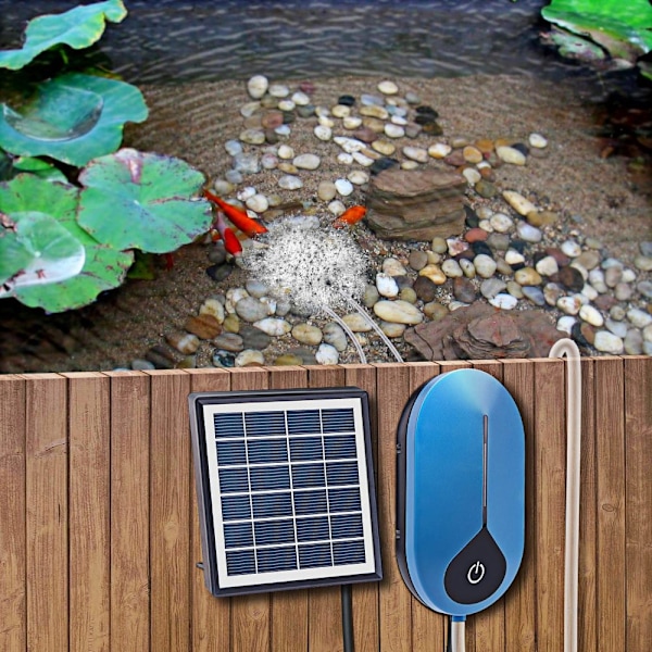 Aquatic Serenity, Andoer Solarluftpump Kit för Liten Damm, Flexibel Slanglängd Säkerställer Optimal Placering, Enkel Installation Solcellsdriven Syresättare