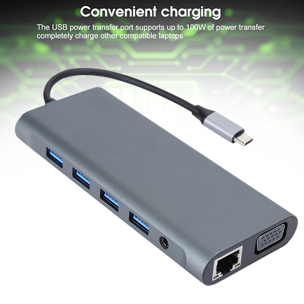Portabel 12-i-1 USB 3.0 till HDMI VGA PD USB-hub för OS X-bärbar dator Dockingstation Adapter