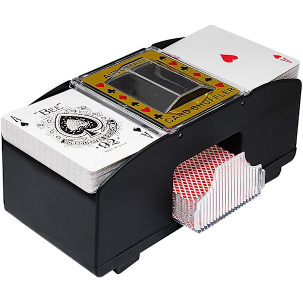 Enkel underhållning, snabb blandning för poker, rummy & skat, batteridriven elektrisk kortblandare, 2-4 kortlekar, ljudreducerande design, perfekt