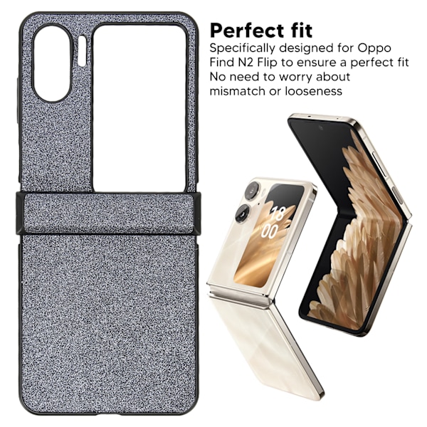 Flippskärmstelefonfodral Slitstarkt Perfekt passform Glitterdesign Lätt att rengöra Skydd för Oppo Find N2 Flip Svart