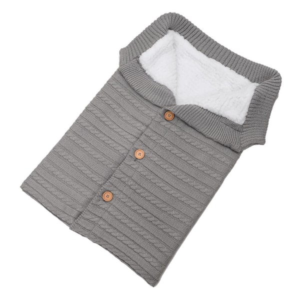 Mångsidig Unisex Baby Filt, Högkvalitativ Stickad Ull & Enkel Knappstängning för Bekväm Inslagning (Ljusgrå)