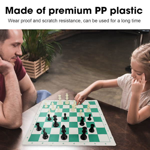 Schackpjäser Set PP Plast 32 Schackpjäser med Förvaringsväska för Internationellt Schackspel Svart och Vitt