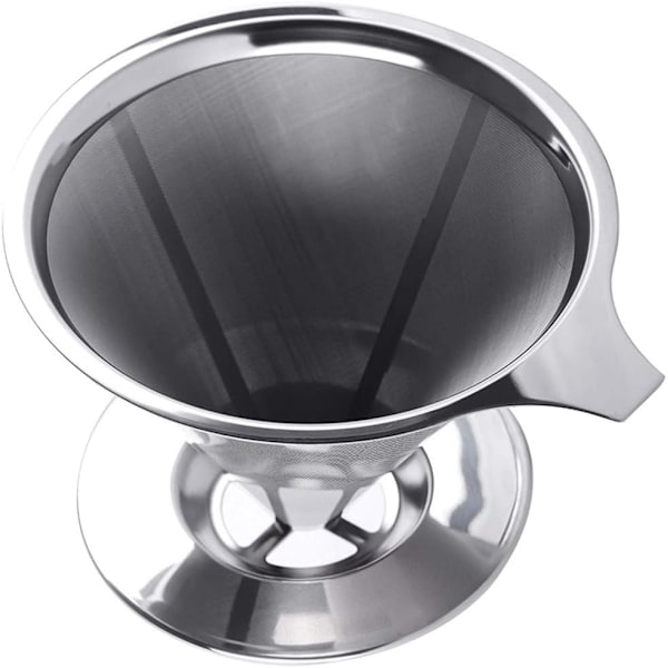 Återanvändbart kaffefilter i rostfritt stål, dubbelt nätfilter, handkaffefilter, hälsosamt, hållbart och lätt att rengöra, lämpligt för hemmet,