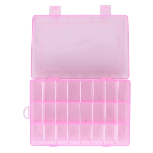 24 Gitter Neglekunst Opbevaringsboks Plast Rhinestones Perle Dekoration Organizer Etui Beholder Pink