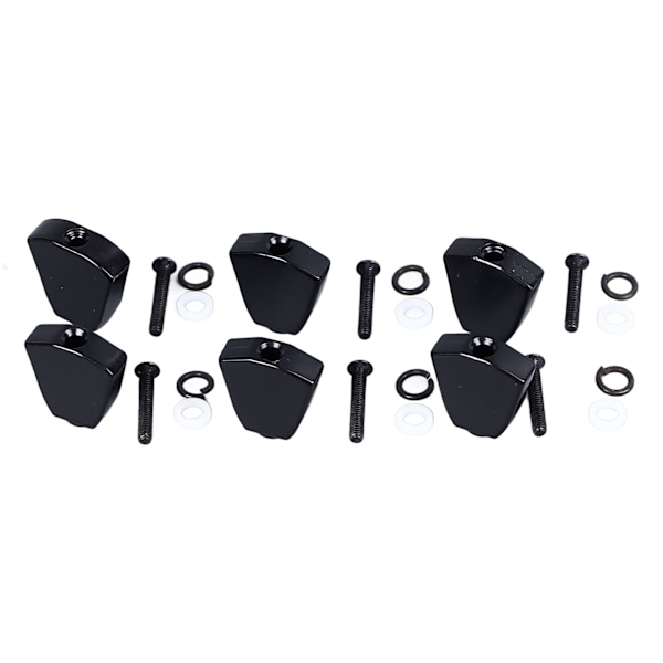 6PCS Gitarrstämmare Maskinhandtag Stämnyckel Knapphuvud Metall Gitarrstämning Peg Knapp Svart