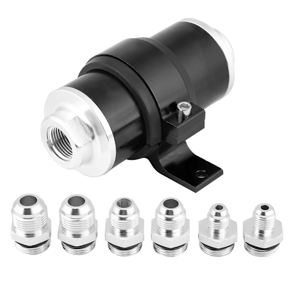 Universal svart 30 mikron billet aluminium inline bränsle bensin filter  fäste AN6/AN8/AN10 svart