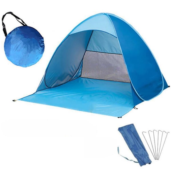 Solskydd för dina äventyr, Pop Up Strandtält med säkert material och automatisk Pop Up, Portabelt tak med bärväska och tältpinnar för stranden