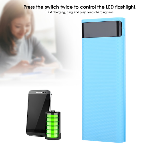 Lätt 8 x 18650 Batterilagringsbox DIY Bärbar Powerbank Jacking Tillbehör Blå