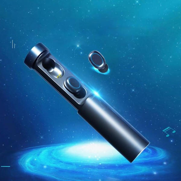 Mini Bluetooth-ørepropper med berøringskontroll, LED-skjerm, vanntett, trådløse sports-Bluetooth-ørepropper for trening og utendørs, svart