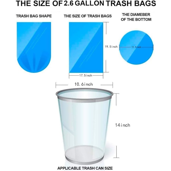 Höga Kökssoppåsar, Läcksäkra Starka Påsar för Bred Användning i Badrum, Sovrum, Kontor och Mer (2,6 Gallon)