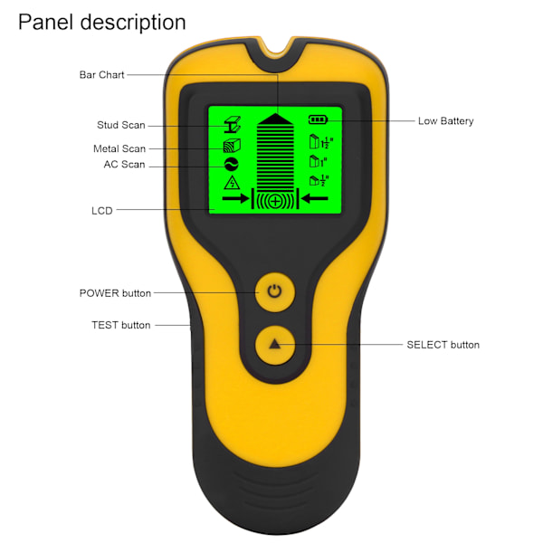 3 i 1 Vægscanner Finder Multifunktionel Bærbar LCD Digital Vægstift Metal Træ Stud Detektor Gul