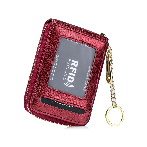 RFID Credit Card Holder Wallet For Women Men Small Zipper Card Case Leather