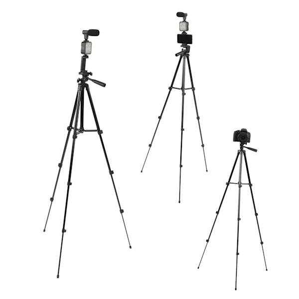 Videooptagelsesudstyr med stativmikrofon LED-lys 360° roterende smartphone Vlogging-sæt