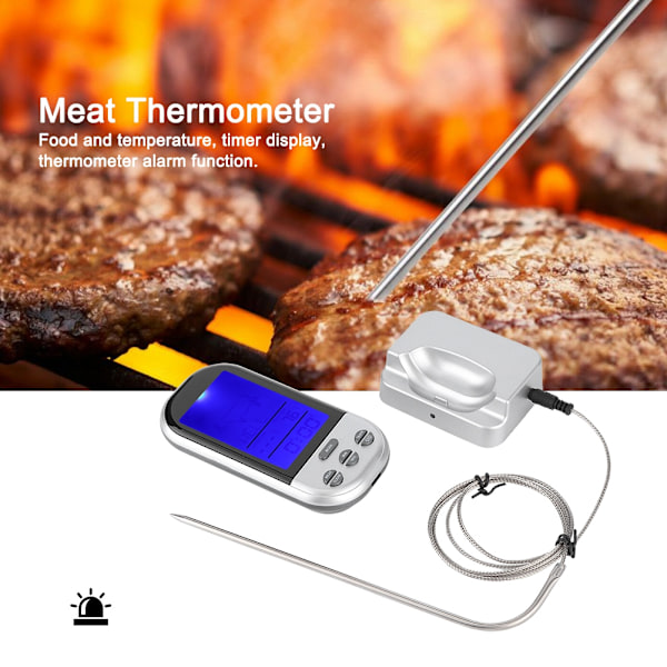 Termometer med rostfri sond, BBQ-termometer för grillning, rökning, ugn & rökare - Mångsidig användning för matlagning inomhus och utomhus