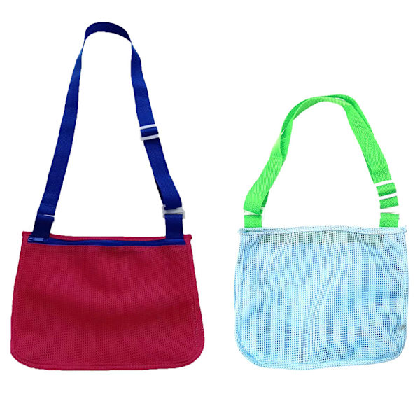 2 stk. Mesh Shell Bag, Strandveske for barn med justerbare bæreseler for oppbevaring av skjell, frukt, grønnsaker, snacks eller leker