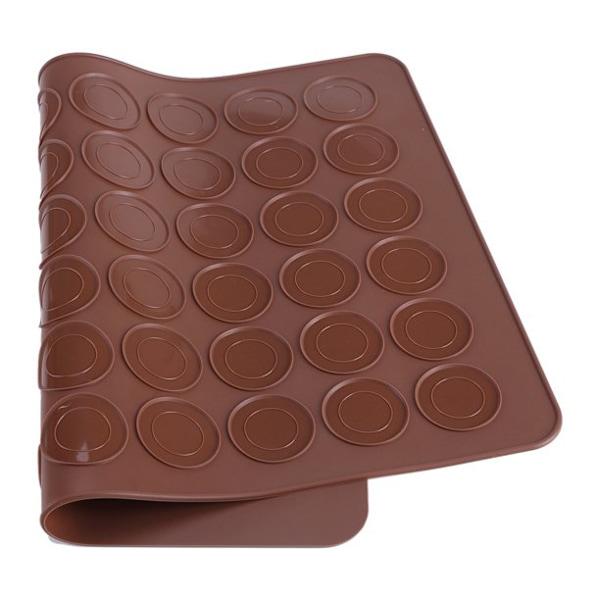 Chokladfärgade Bakmattor i Silikon för Macarons, Flexibla Non-Stick, Mikrovågsugnssäkra, För Jämn Gräddning och Problemfri Rengöring