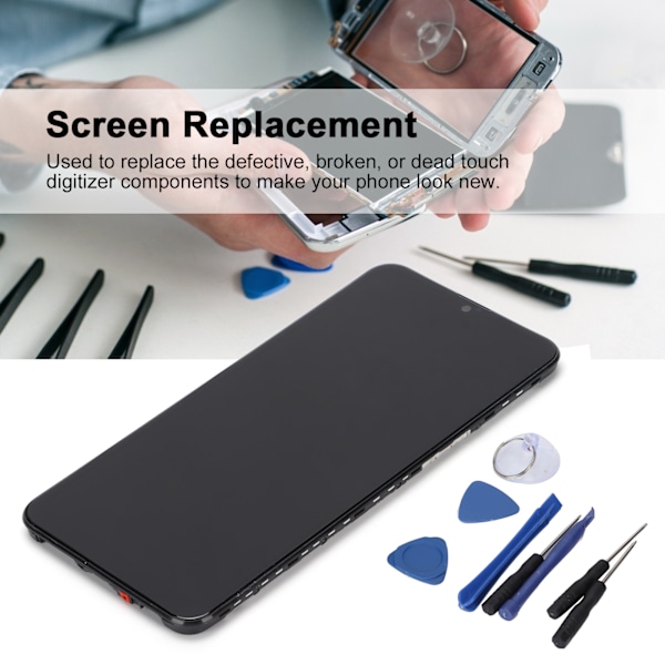 Skärmersättning LCD-skärm Touch Digitizer Assembly för Samsung Galaxy A10S med ram