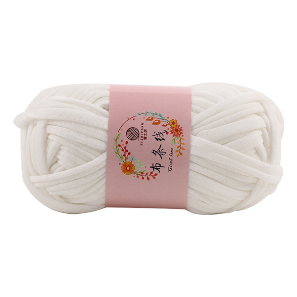 DIY Hand Craft Weaving Solid Color Bag Handbag Carpet Soft Knitting Yarn (Vit)