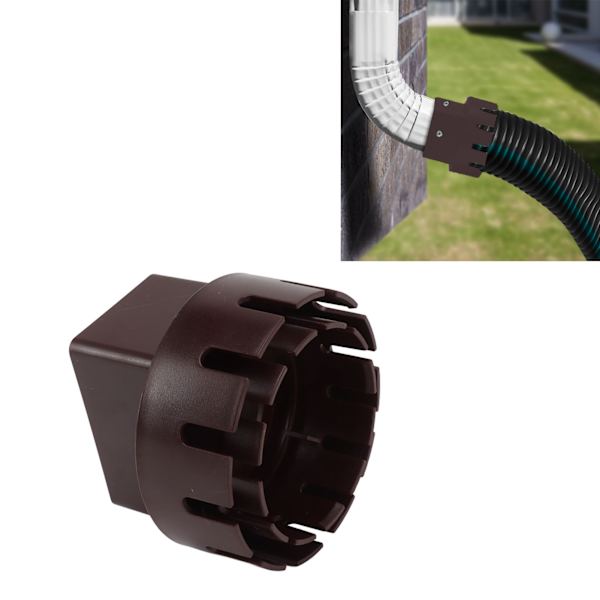 Adapter til nedløbsrør i plast, drænadapter, udskiftningsadapter til nedløbsrør, konverteringsadapter, konnektor med skruer, brun, S 2x3 tommer