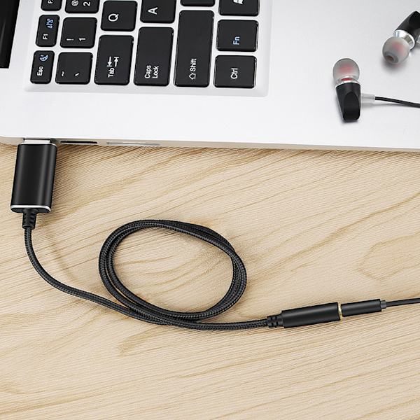 USB til 3,5 mm Jack Audio Adapter Ekstern USB Lydkort Stereo Aux Adapter for PS4 Headset PC Bærbar PC Skrivebordshøyttaler
