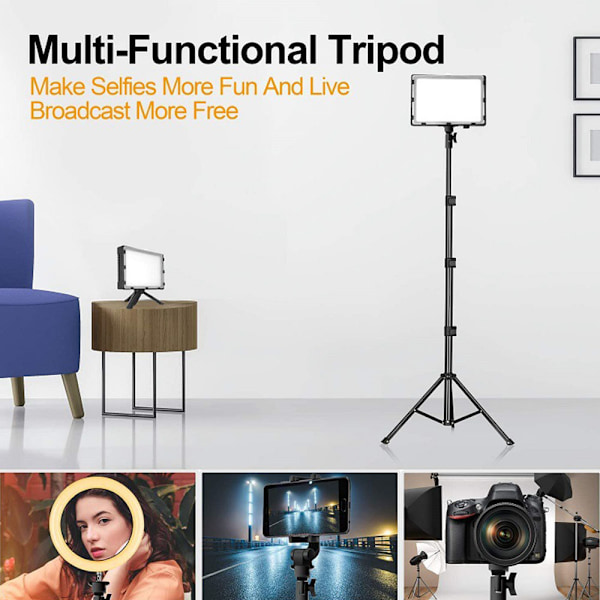 Live Streaming Kit med Justerbar Färgtemperatur, 2-Delars Set, 14x9.5Cm (Panel) Dimbar Studiobelysning, Portabel Design För Innehållsskapare