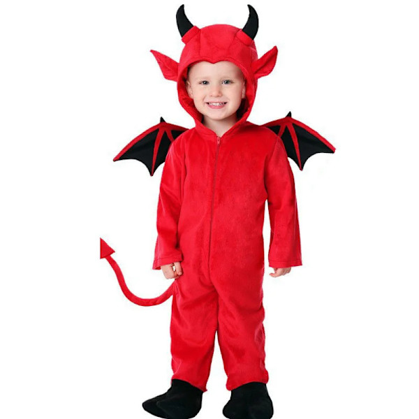 Barn Röd Demon Djävul Ond Bat Vampyr Klänning Halloween Cosplay Kostymer Pojkar Flickor Tjur Spöke Fest Rollspel Up Jumpsuit L As shown