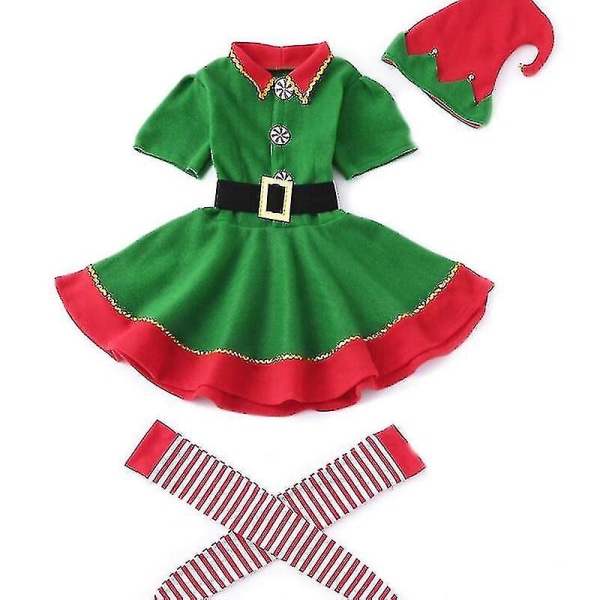 Jul förälder-barn outfit Toddler semester elf kostym Toddler jul outfit Tomtens kostym GIRL 170