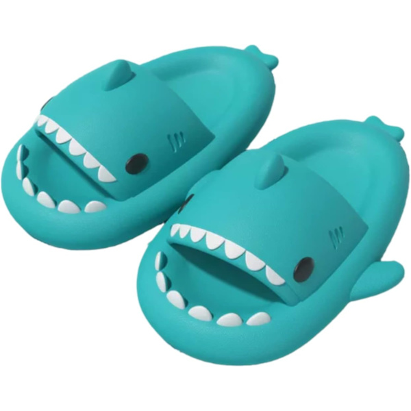 Shark Haj Tofflor, Lämplig för vuxna och barn Söt Tjock Sula Hajar Halkfria Tofflor Inomhus Duschtofflor Sandaler Shark Slippers Mintgrön 20/21 EU