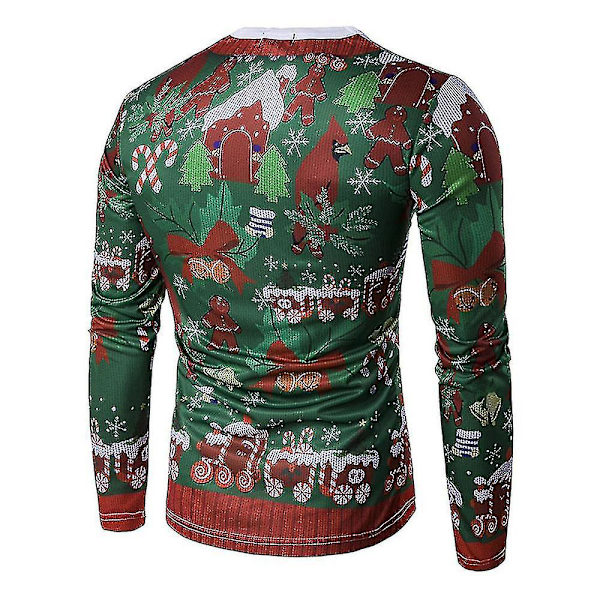 Män Jul Roligt print ful T-shirt Xmas Party Casual Nyhet Långärmade toppar CT293 M