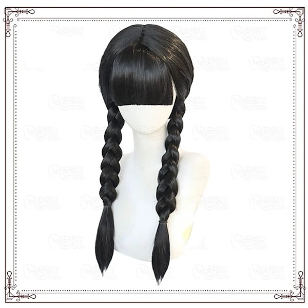 Wednesday Addams Cosplay Familjekostym Vuxna Barn Nevermore Skoluniform Jacka Kjoldräkt för Kvinnor Halloween Festkläder One Size wig 1