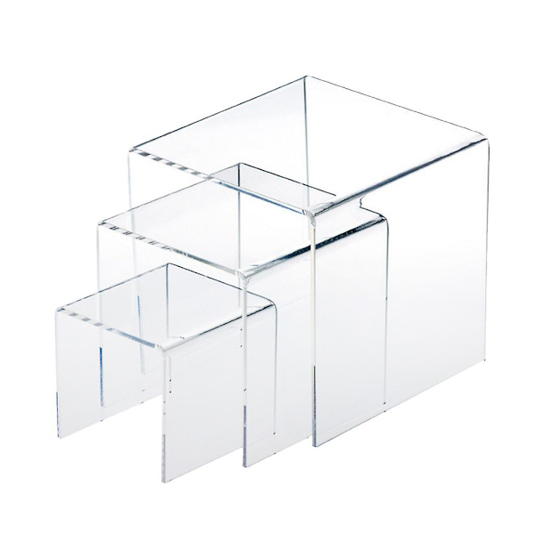 Akryl Display Risers Stand Set med 3 Medium Low Profile Tiered för att visa upp null none
