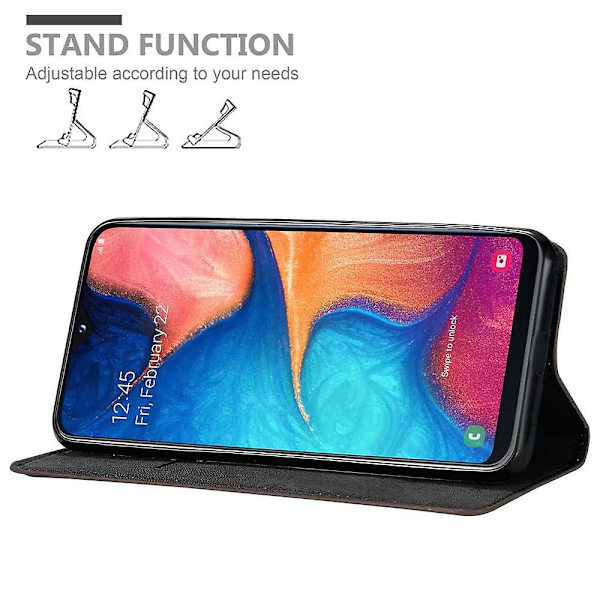 Samsung Galaxy A10e / A20e Cover Case Case - med stativfunktion och kortfack COFFEE BROWN Galaxy A10e / A20e