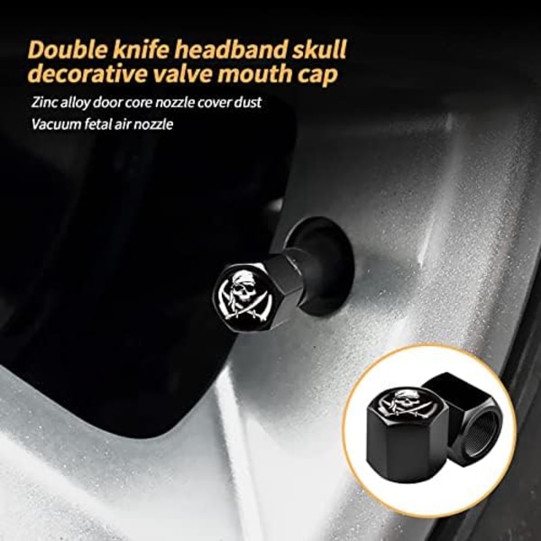 Ajxn 4-pack Skull Car Wheel Däck Ventil Stamkapslar Lufttäta dammsäkra lock Universal däck Luftventil Caps för bilar, lastbilar, cyklar, Car Ac White Scarf Skull #29