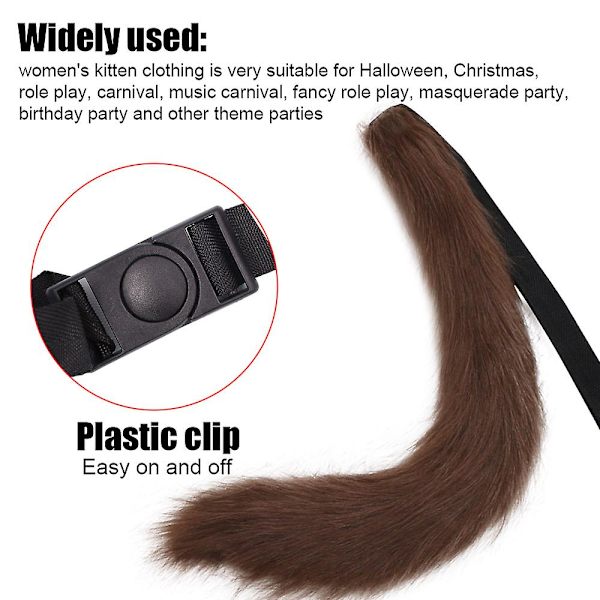 Faux Fur Tail Party Kostym Accessoarer Plysch Fox Wolf Tail Coffee