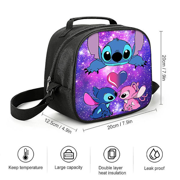 Stitch Printed Lunch Box Multifunktionell Lunchpåse för skolkontorsarbete Picknickpresenter B
