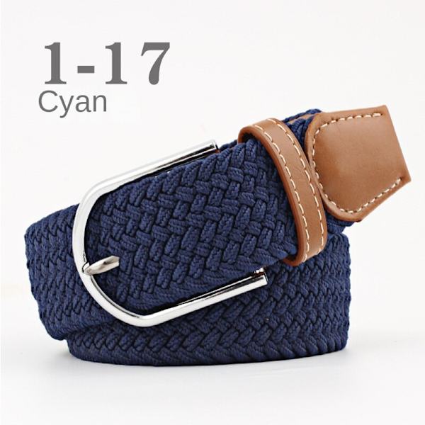 Bälte canvas tyg 26 färger storlek W26 - W36 skärp kläder zhang cyan