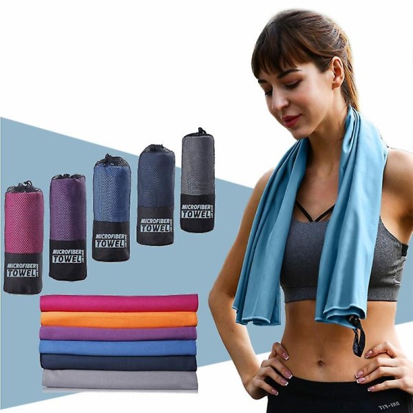 Snabbtorkande mikrofiberhandduk för sport Superabsorberande badhandduk Bärbar gymhandduk för simning Löpning Yoga golfhandduk C 76x152cm Purple with bag